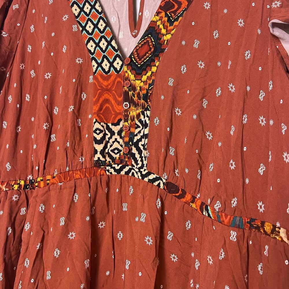 Torrid NWT Mini Challis Boarder Skater Dress Size 3X V-Neck Pockets Boho Tribal - Picture 9 of 16